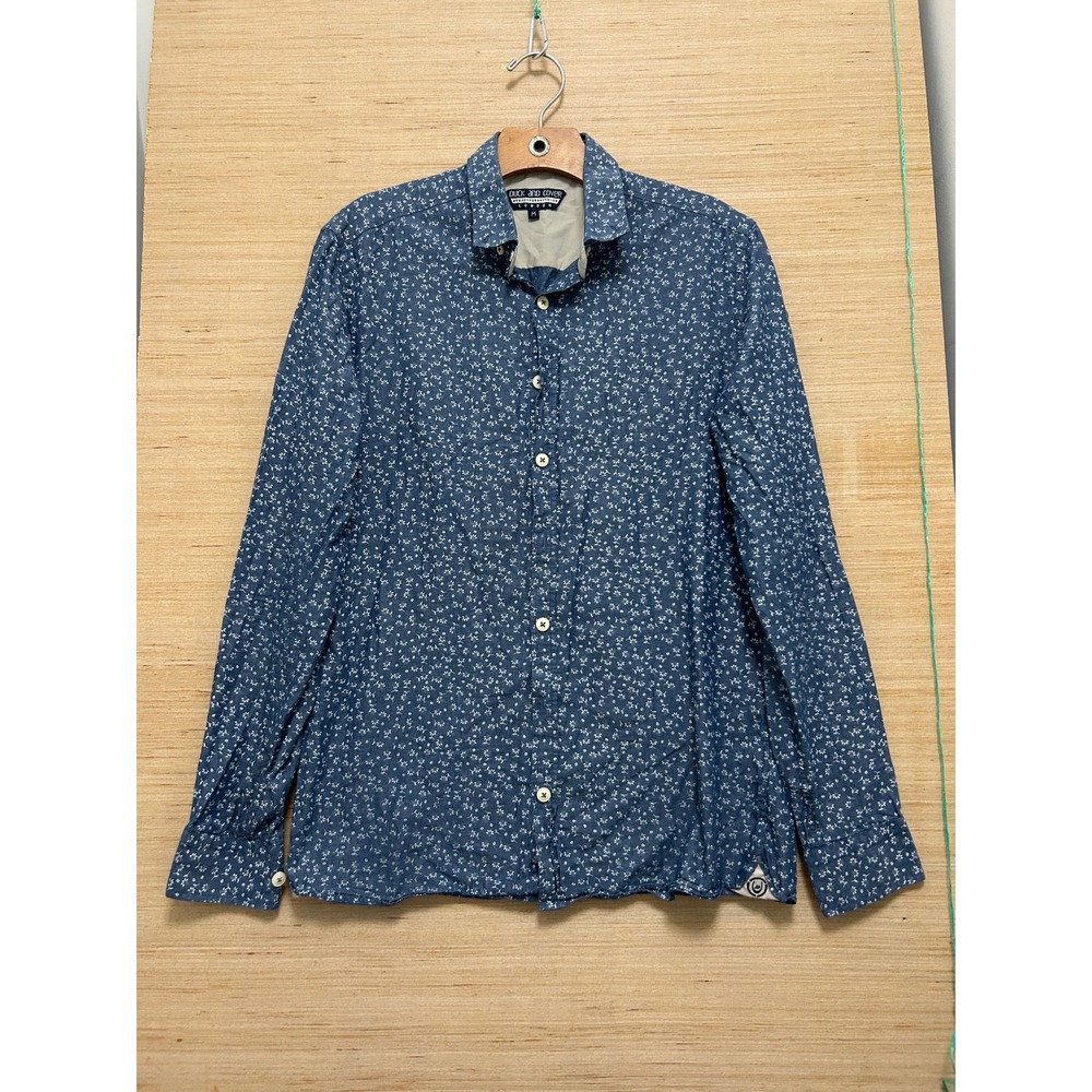 Duck and Cover London Mens Blue Floral Ditsy Button‎ Down Shirt Long Sleeve M